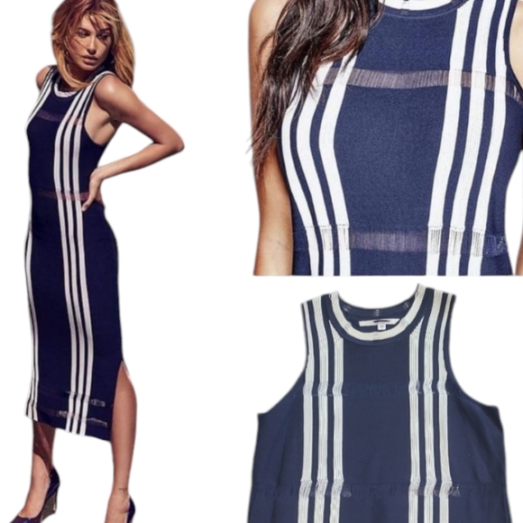 Guess Sleeveless Sides Slits Stretchy Confortable Midi Dress - Picture 1 of 11